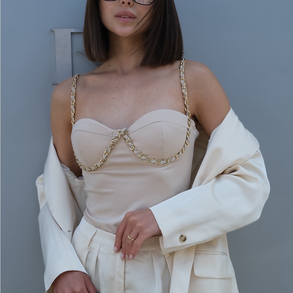 Heavy Hues Label chain detailed bodysuit. Brand new with tags on.